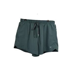 LEG3ND Running Shorts Womens Large Dark Green Lined Zipper Pocket Split Hem